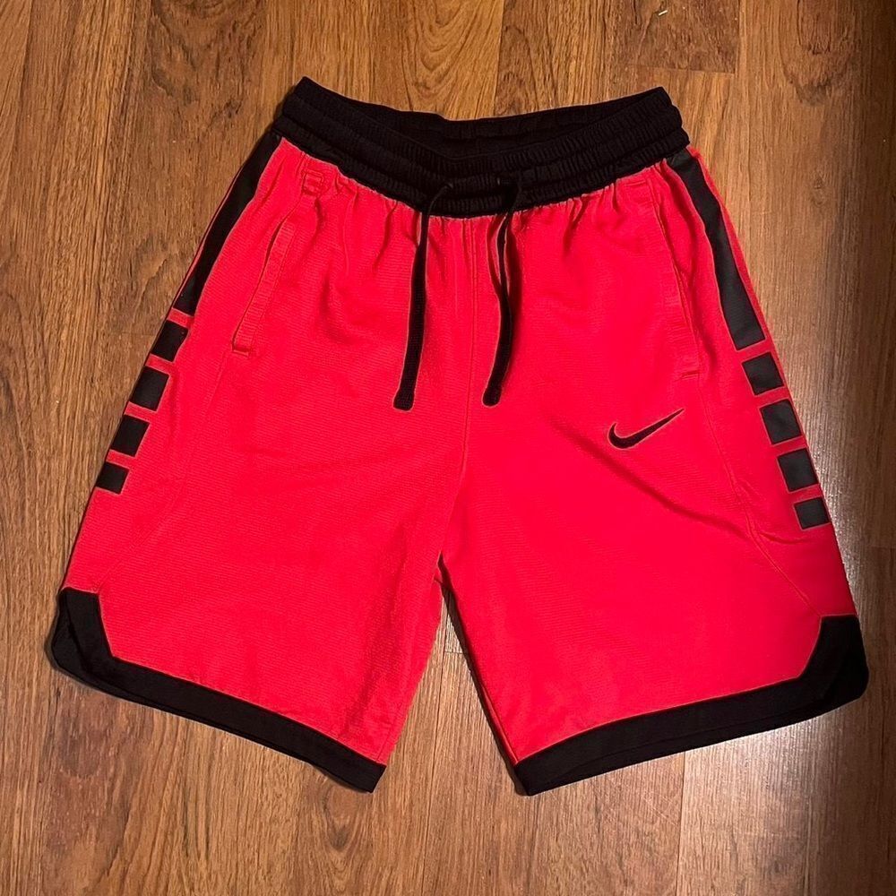 Nike Elite boys shorts, youth XL, red with black trim